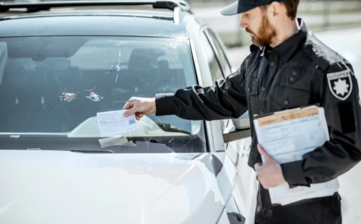 Police officer fining for cracked windshield chip