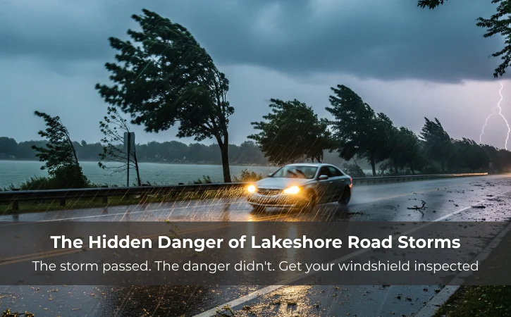 Windshield replacement after Lakeshore Storm in Mississauga